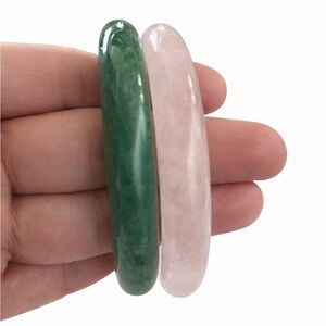 Natural Jade bangle bracelet set - pink and green jade size 19cm- Thailand